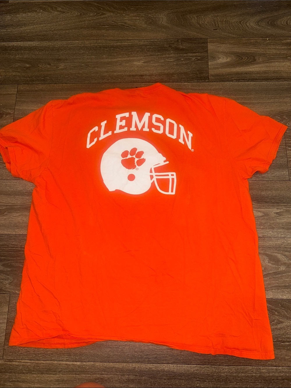Anvil Bright Orange Short-Sleeve T-Shirt with White Helmet Graphic - Picture 5 of 8